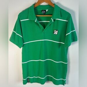 Lifted Research Group LRG Mens Green & White Striped Polo Shirt L Vintage 2005